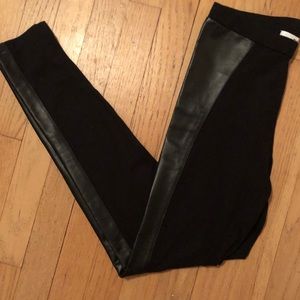 Faux leather + cotton combination legging